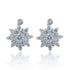 925 Sterling Silver Shimmering Crystal Star Floral Burst Rhodium Plated Earrings for Women