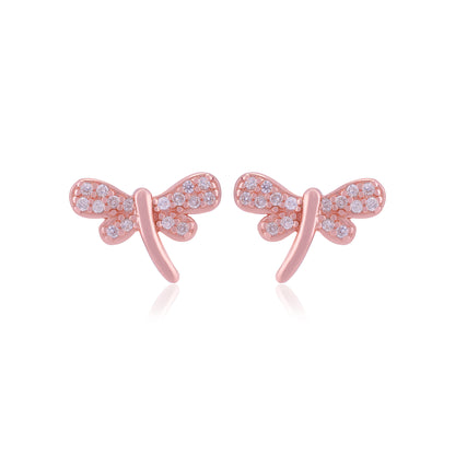 925 Sterling Silver Shimmering Dragon Fly Earrings For Women