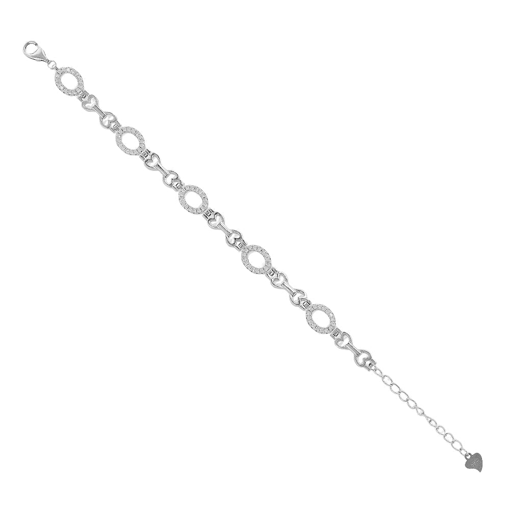 925 Sterling Silver Shiny Crystal Circles Rhodium Plated Bracelets For Kids