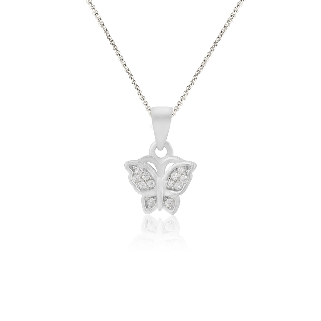 925 Sterling Silver Shiny Flutter Rhodium Plated Pendant For Kids