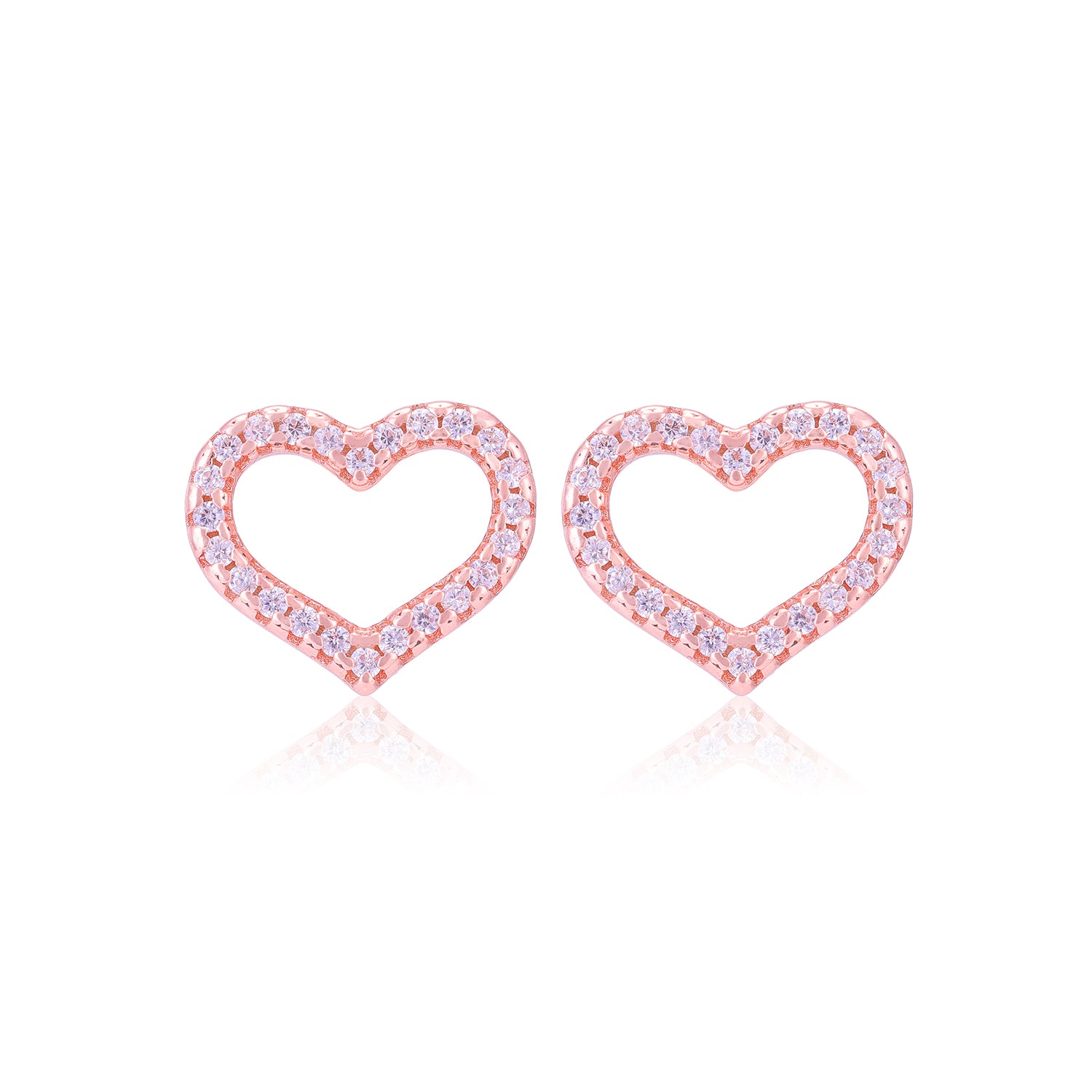 925 Sterling Silver Single Layered Stone Heart Earrings For Women