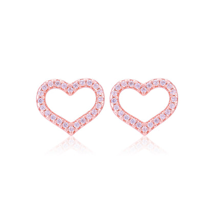 925 Sterling Silver Single Layered Stone Heart Earrings For Women