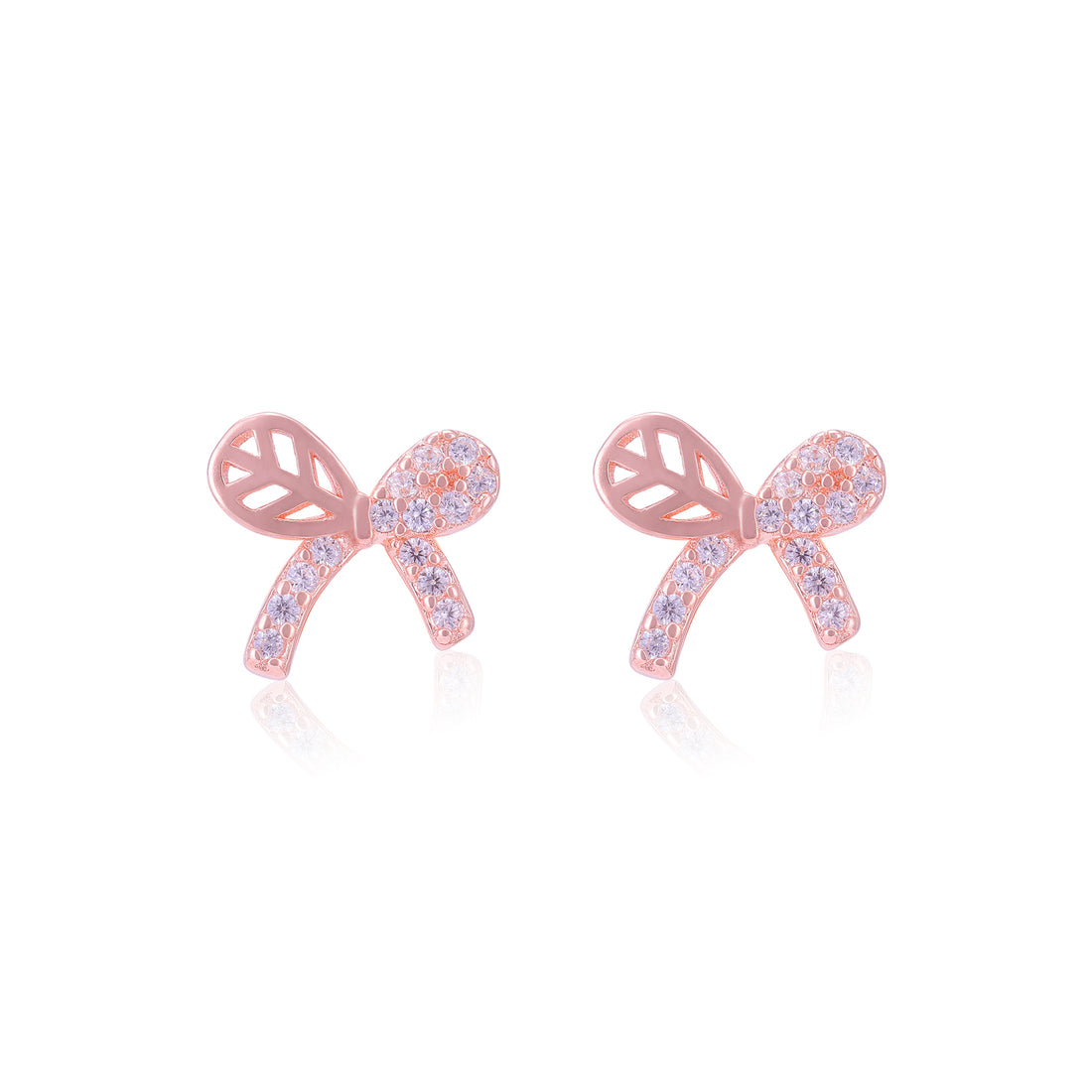 925 Sterling Silver Single Side Stoned Bow Earrings For Women