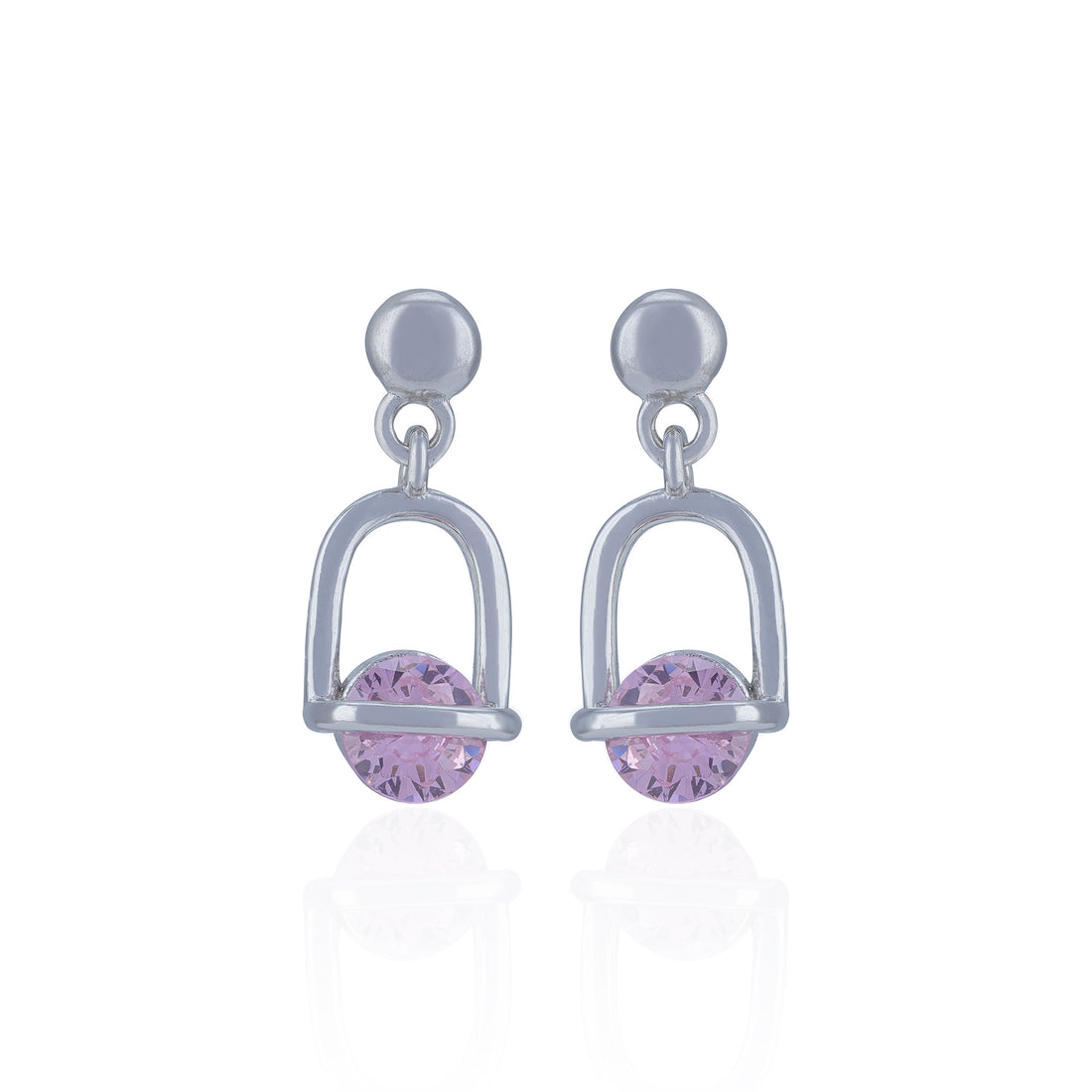 925 Sterling Silver Sleek Arch Lavender Gem Earring for Women