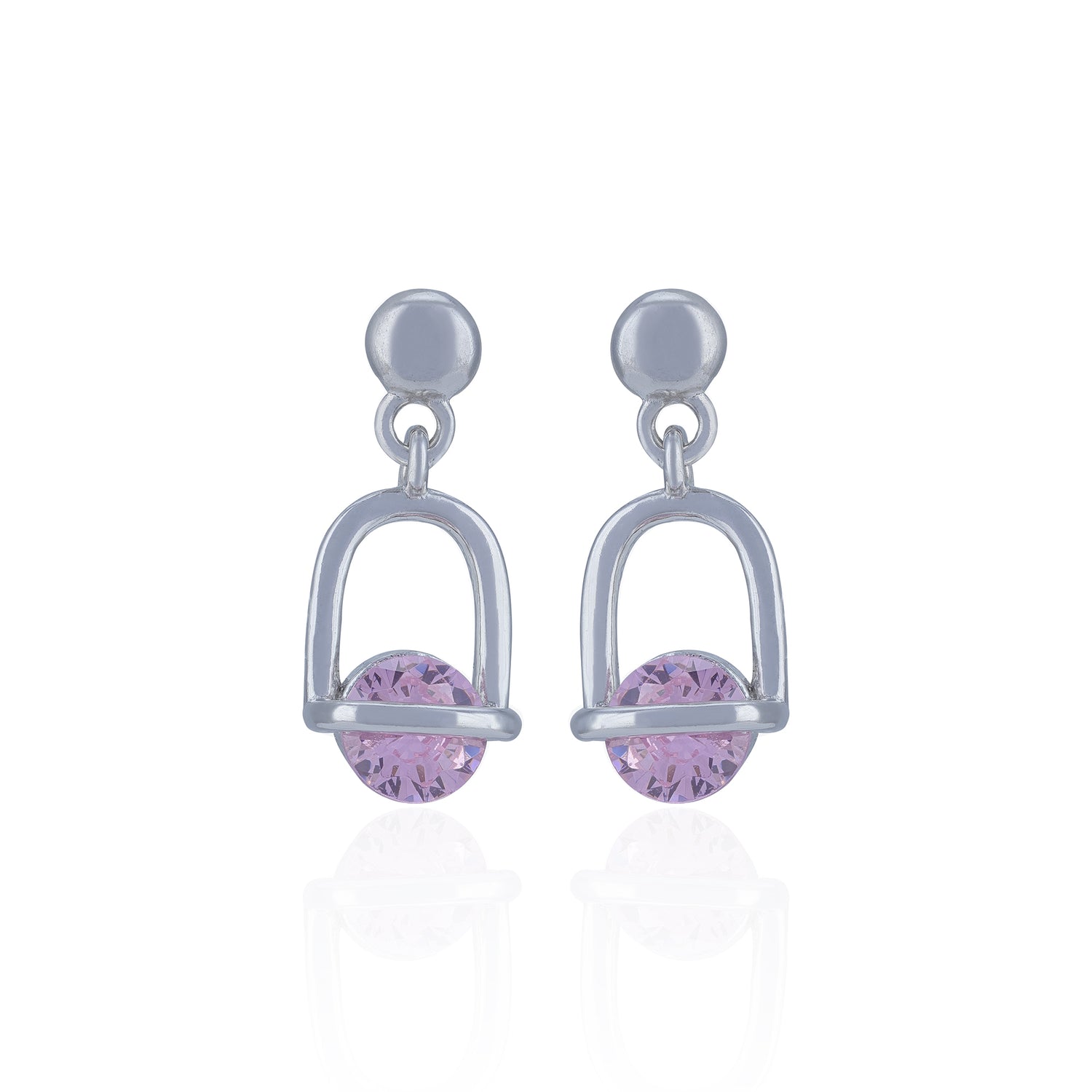 925 Sterling Silver Sleek Arch Lavender Gem Earring for Women