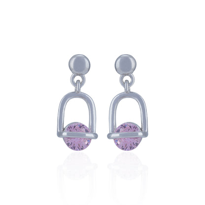 925 Sterling Silver Sleek Arch Lavender Gem Earring for Women