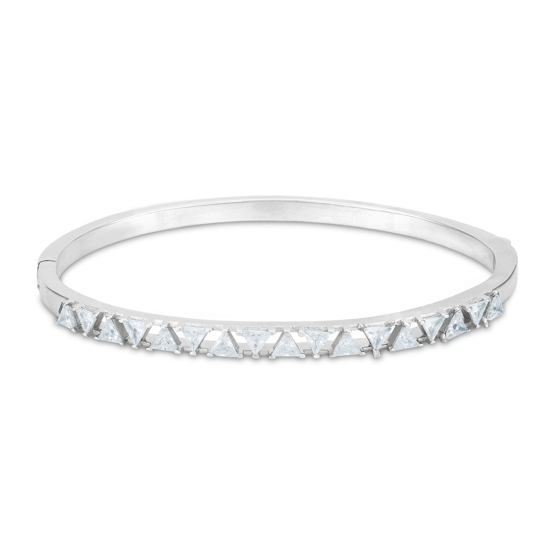 925 Sterling Silver Sleek Princess-Cut Zircon Kada for Women