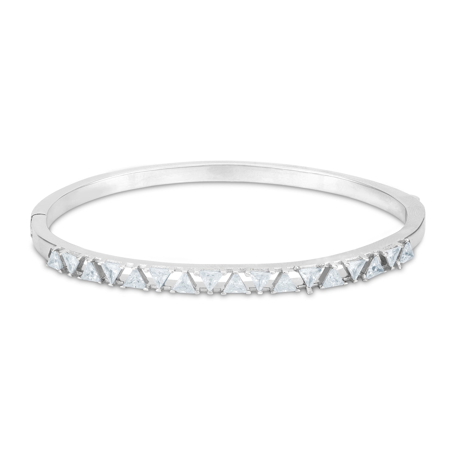 925 Sterling Silver Sleek Princess-Cut Zircon Kada for Women