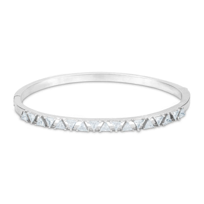 925 Sterling Silver Sleek Princess-Cut Zircon Kada for Women