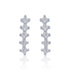 925 Sterling Silver Slim Row of Round Crystal Stones Earring for Women