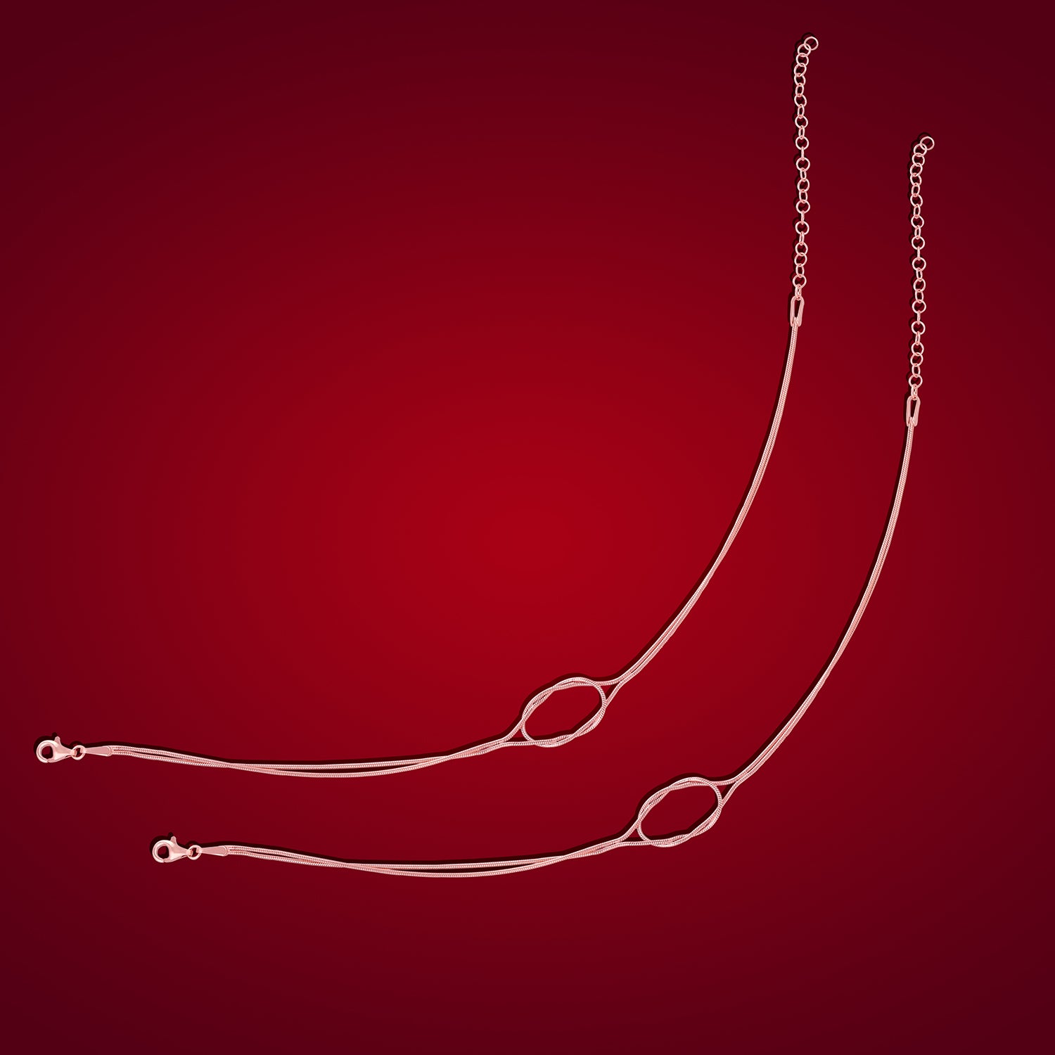 925 Sterling Silver Slim Wired Chain Knot Design Anklets For women