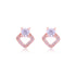925 Sterling Silver Solitary Centered Side Accent Diamond Shaped Earrings For Women