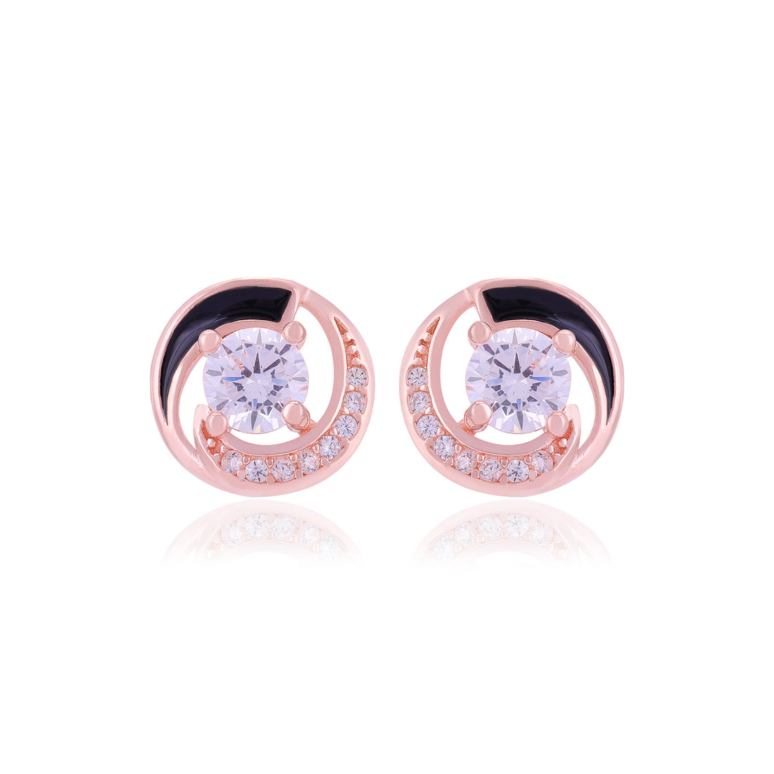 925 Sterling Silver Solitary Stone Enamel Infused Earrings For Women