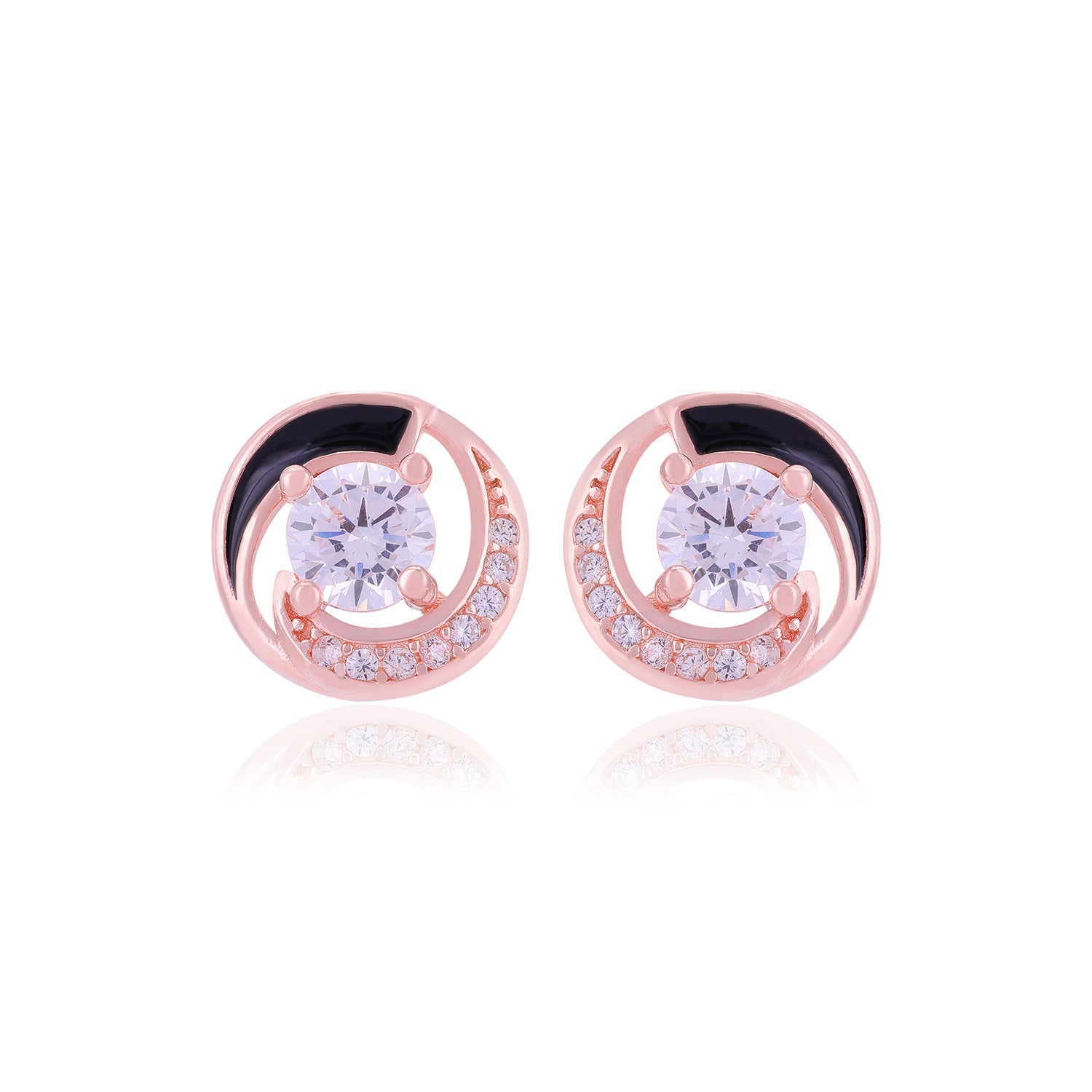 925 Sterling Silver Solitary Stone Enamel Infused Earrings For Women