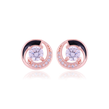925 Sterling Silver Solitary Stone Enamel Infused Earrings For Women