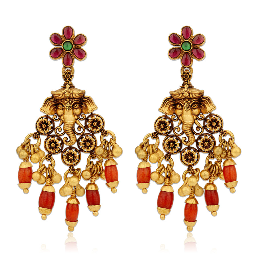 925 Sterling Silver South Indian Style Ganesha Earrings for Women