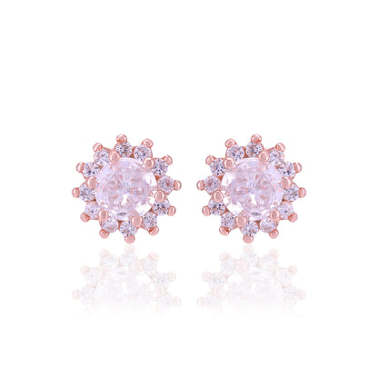 925 Sterling Silver Sparkle Flower Earrings For Women