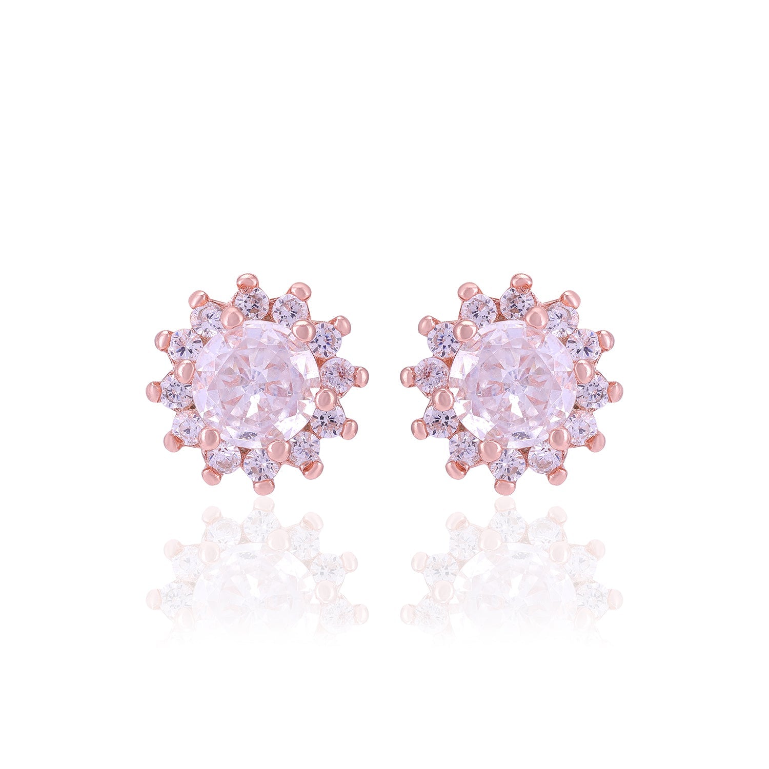 925 Sterling Silver Sparkle Flower Earrings For Women