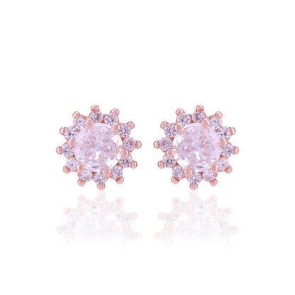 925 Sterling Silver Sparkle Flower Earrings For Women
