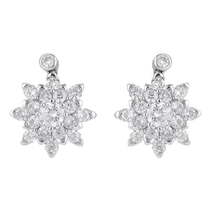 925 Sterling Silver Sparkling Ice Bloom Statement Multi-Layered Crystal Center Earrings for Women