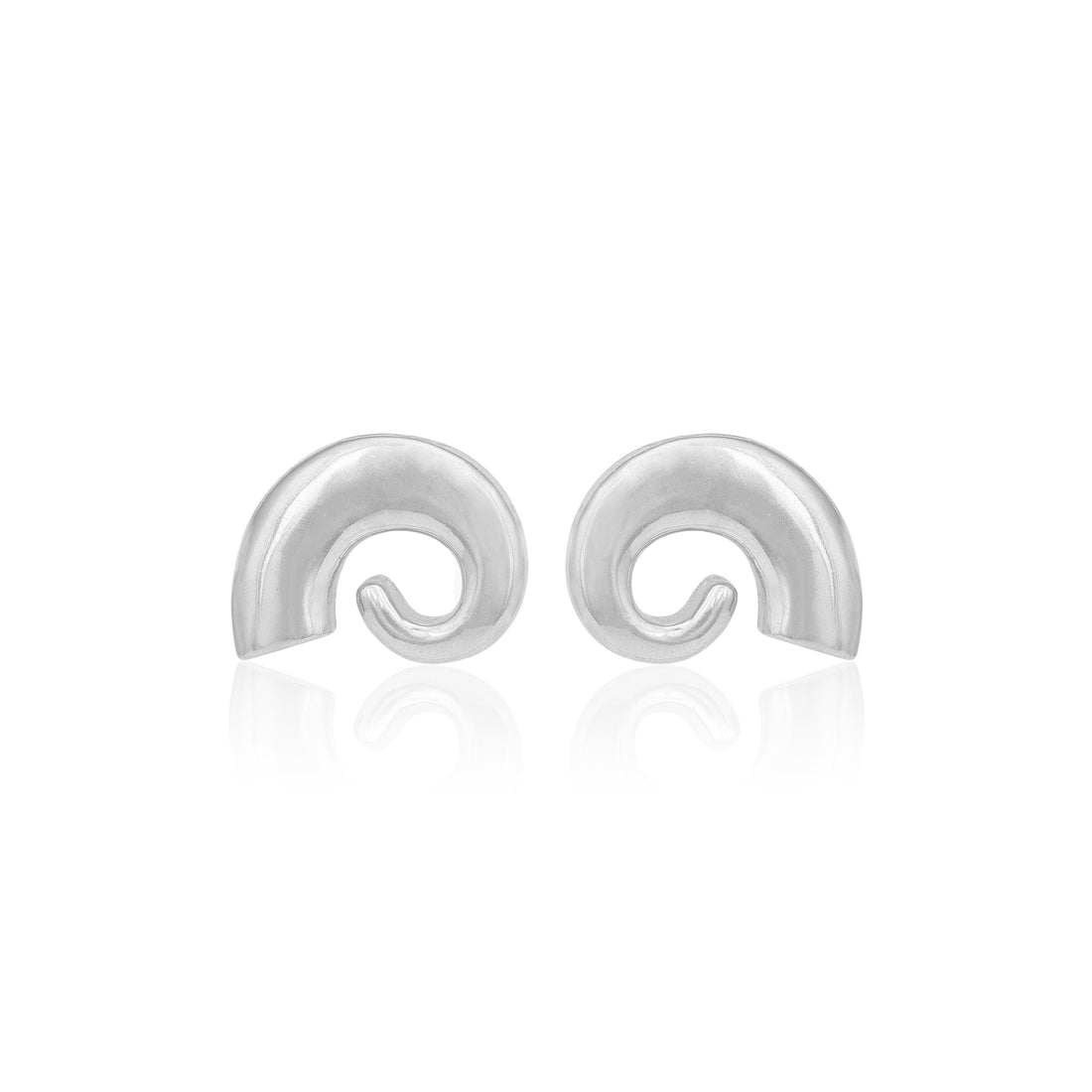 925 Sterling Silver Spiral Curve Rhodium Plated Studs For Women