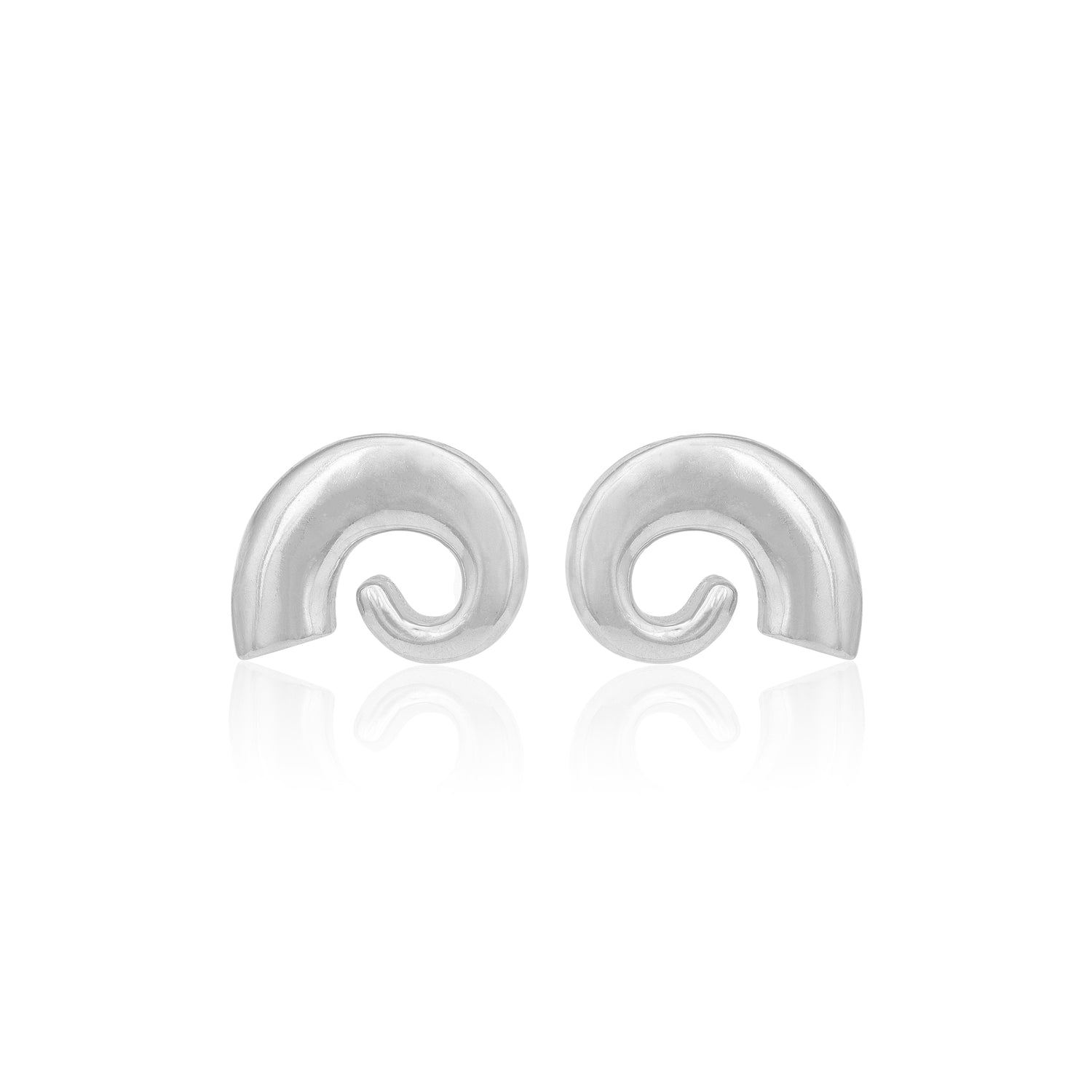925 Sterling Silver Spiral Curve Rhodium Plated Studs For Women
