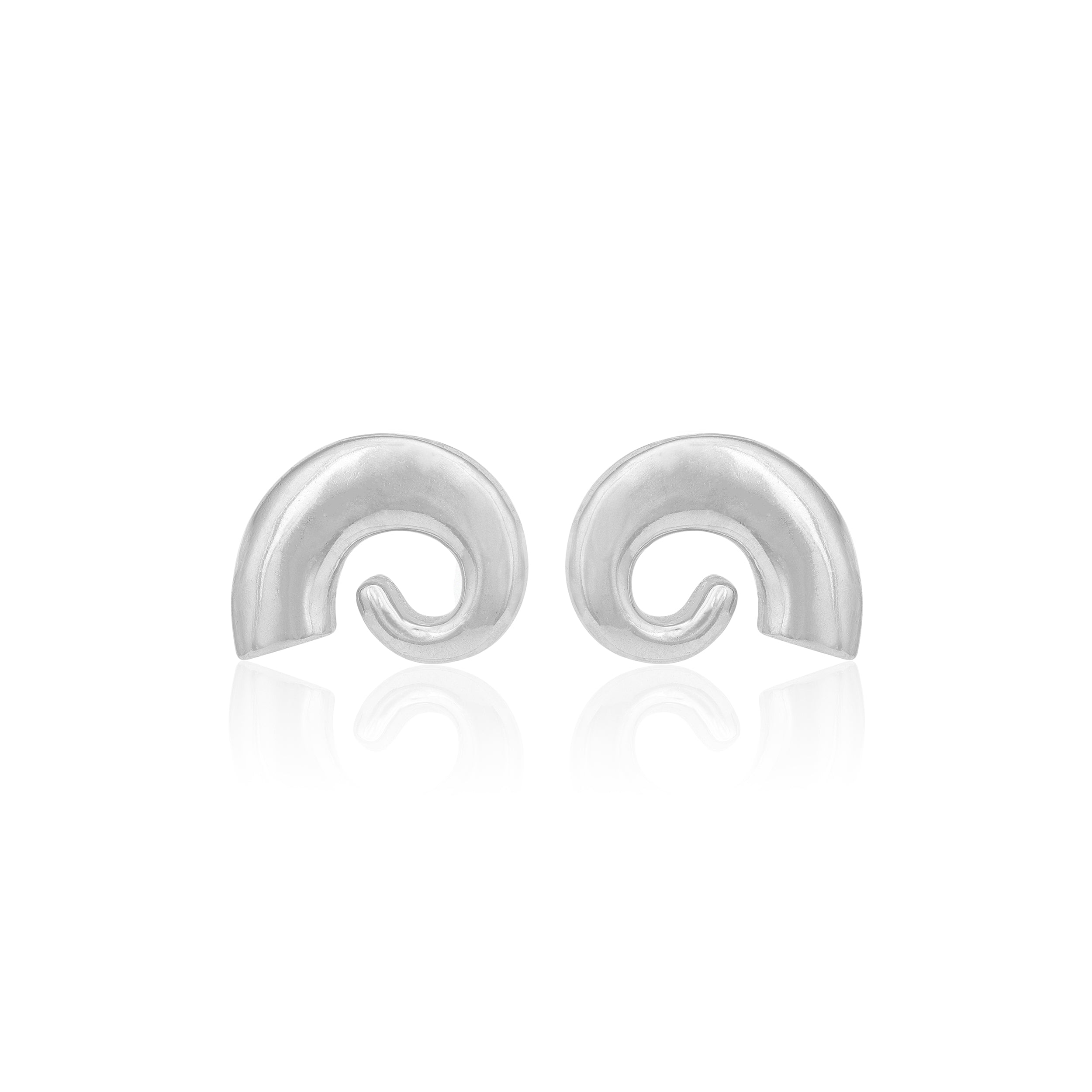 925 Sterling Silver Spiral Curve Rhodium Plated Studs For Women