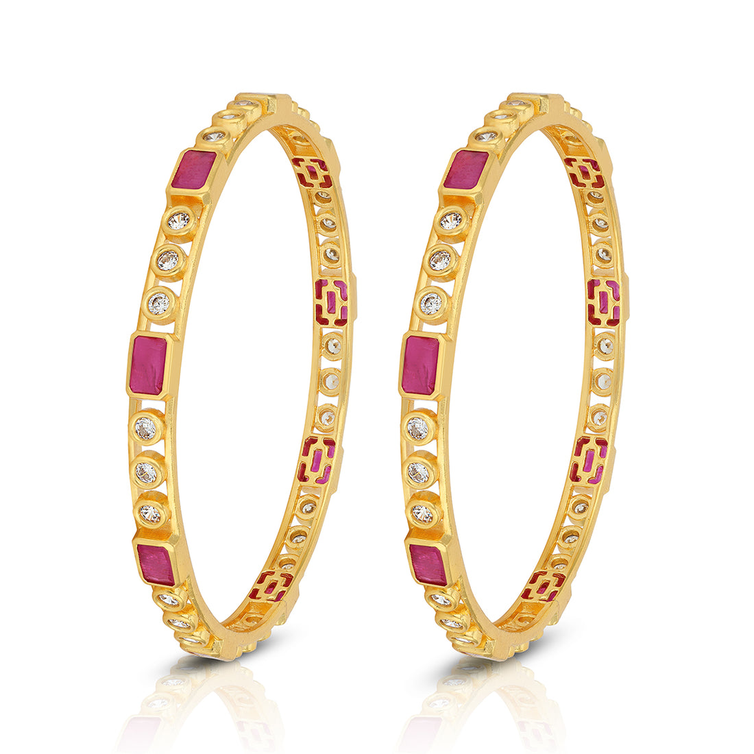 925 Sterling Silver Square Orb Ruby Bangle for Women