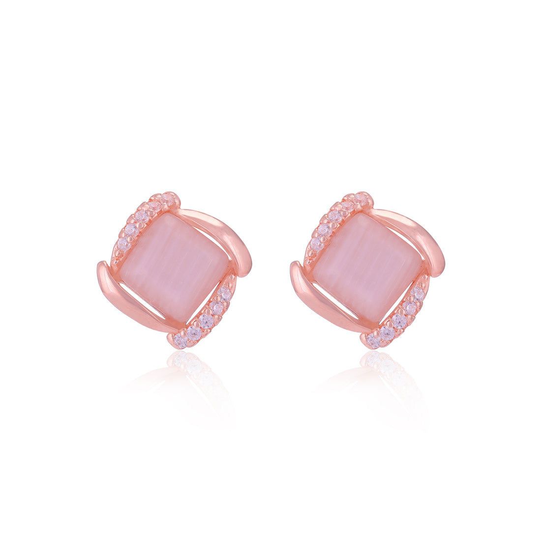 925 Sterling Silver Square Shape Two Sides Stoned Earrings For Women