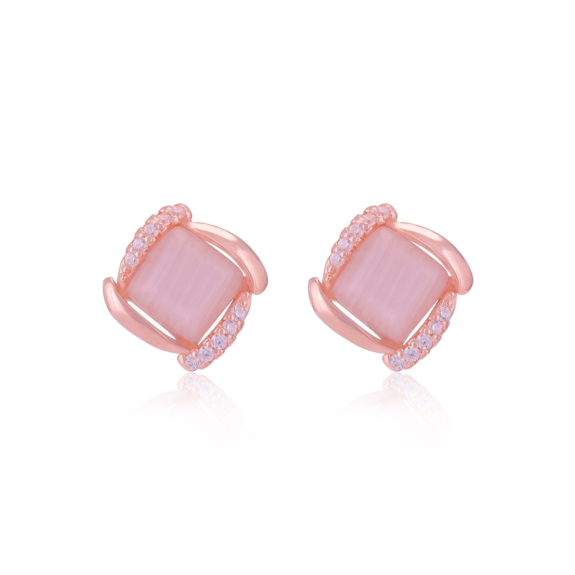 925 Sterling Silver Square Shape Two Sides Stoned Earrings For Women