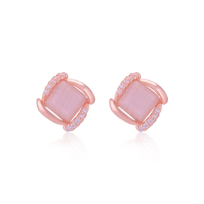 925 Sterling Silver Square Shape Two Sides Stoned Earrings For Women