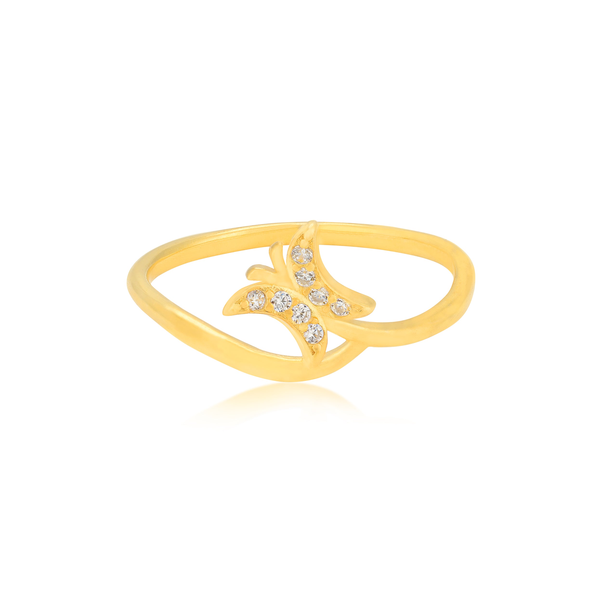 925 Sterling Silver Starleaf Flash Gold Plated Ring for Women