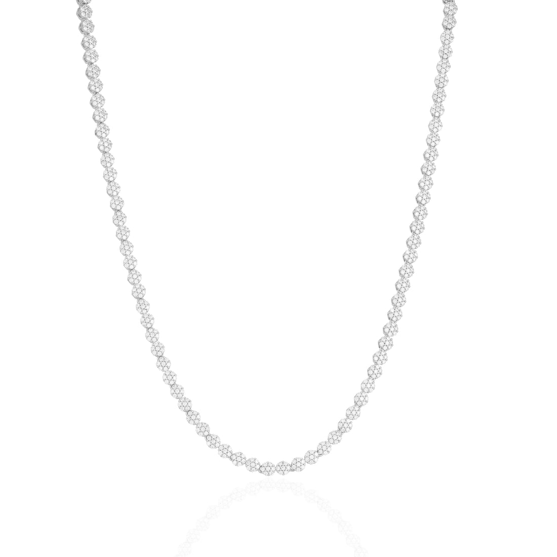 925 Sterling Silver Starry Blossom Rhodium Plated Link Necklace for Women