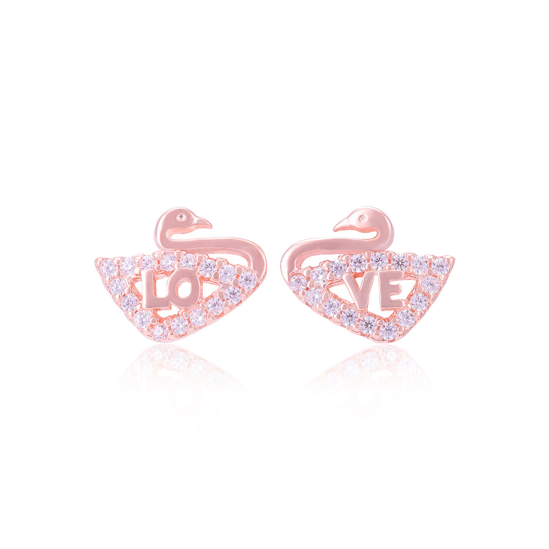 925 Sterling Silver Stoned Swan Earrings For Women