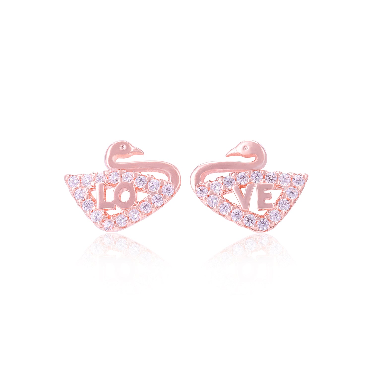 925 Sterling Silver Stoned Swan Earrings For Women