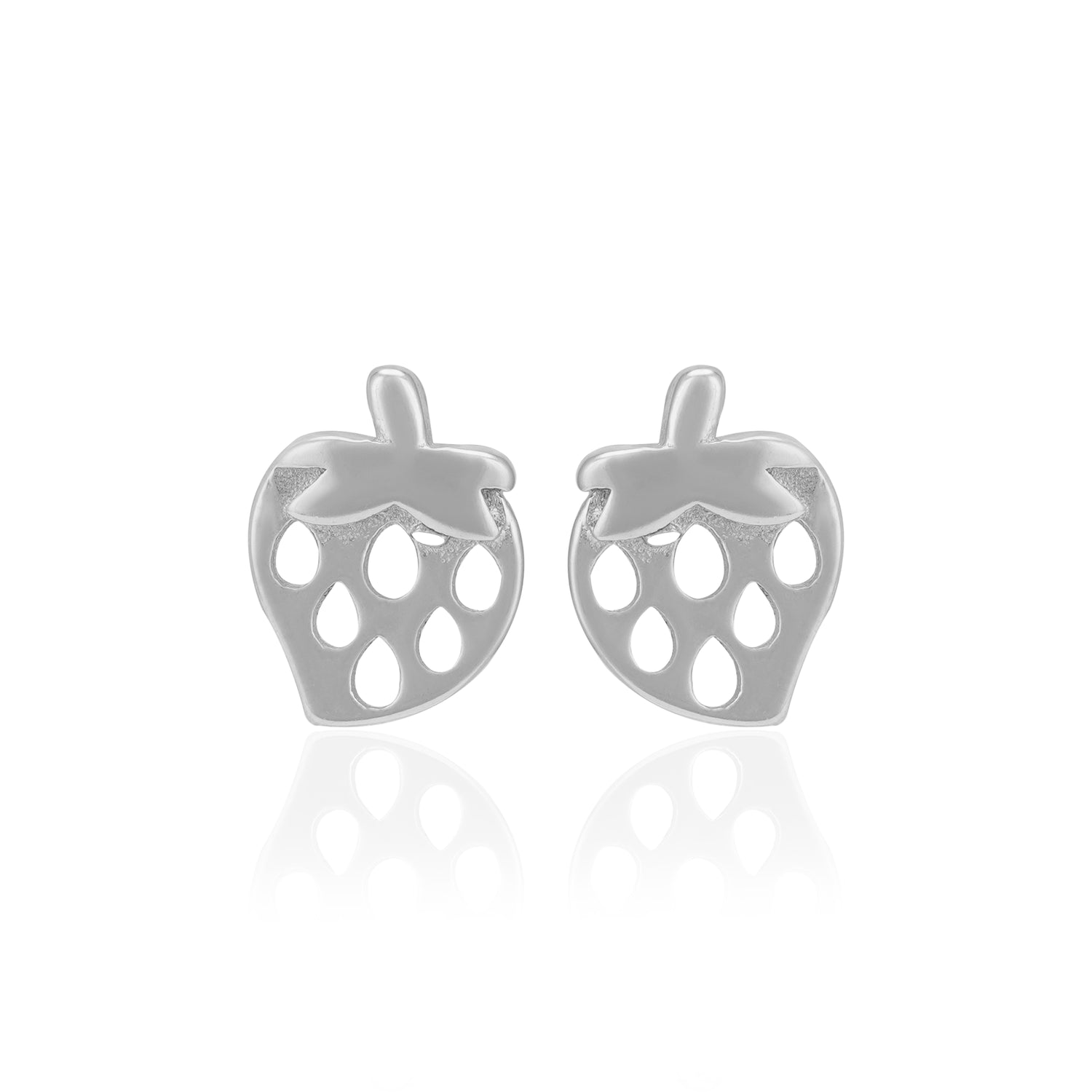 925 Sterling Silver Strawberry Pop Rhodium Plated Earrings For Women