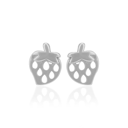 925 Sterling Silver Strawberry Pop Rhodium Plated Earrings For Women