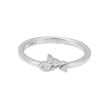 925 Sterling Silver Subtle Cluster Twist Ring Minimal Sparkle Ring for Women