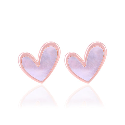 925 Sterling Silver Subtle Pearl Heart Earrings For Women
