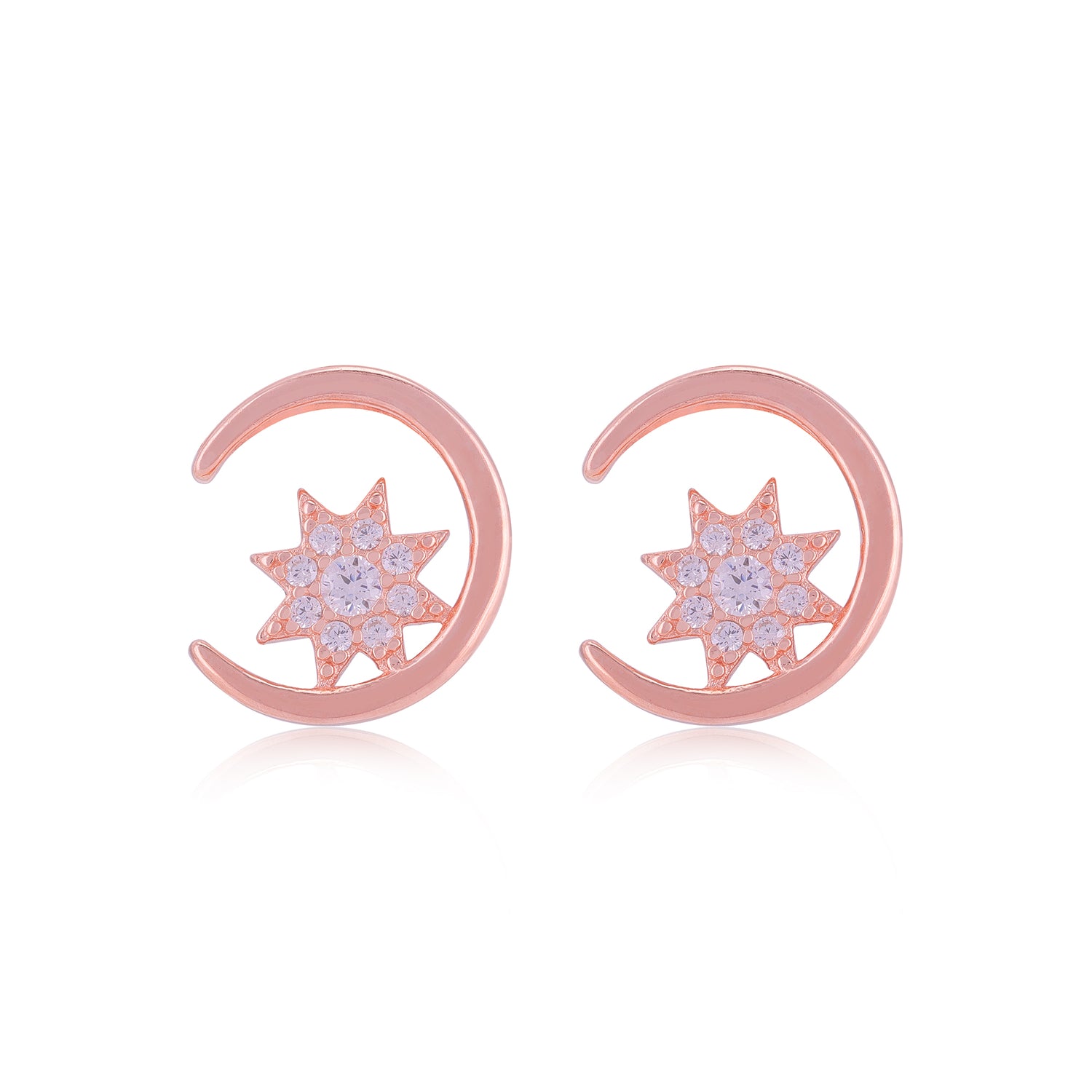 925 Sterling Silver Sun Moon Earrings For Women