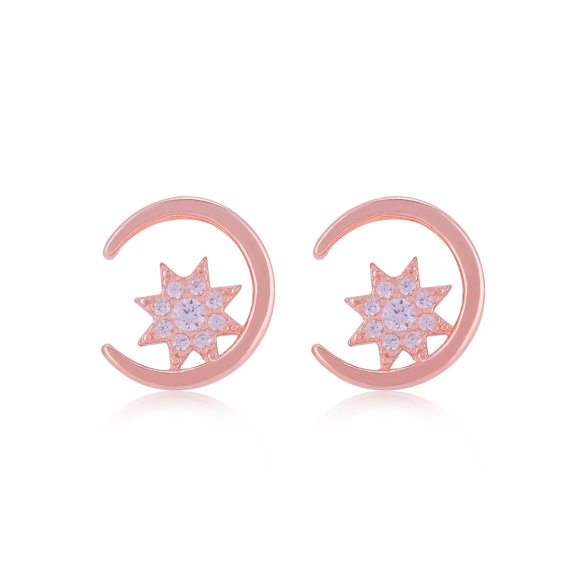 925 Sterling Silver Sun Moon Earrings For Women
