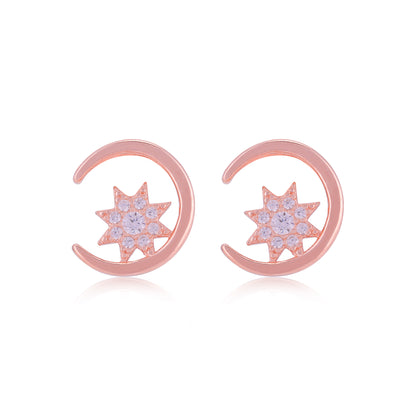 925 Sterling Silver Sun Moon Earrings For Women