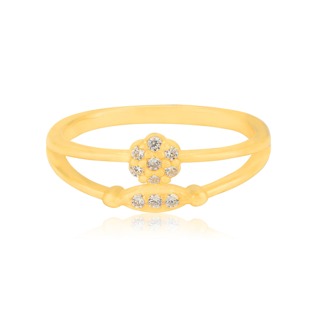 925 Sterling Silver Sunlit Petal Cluster Gold Plated Statement Ring for Women
