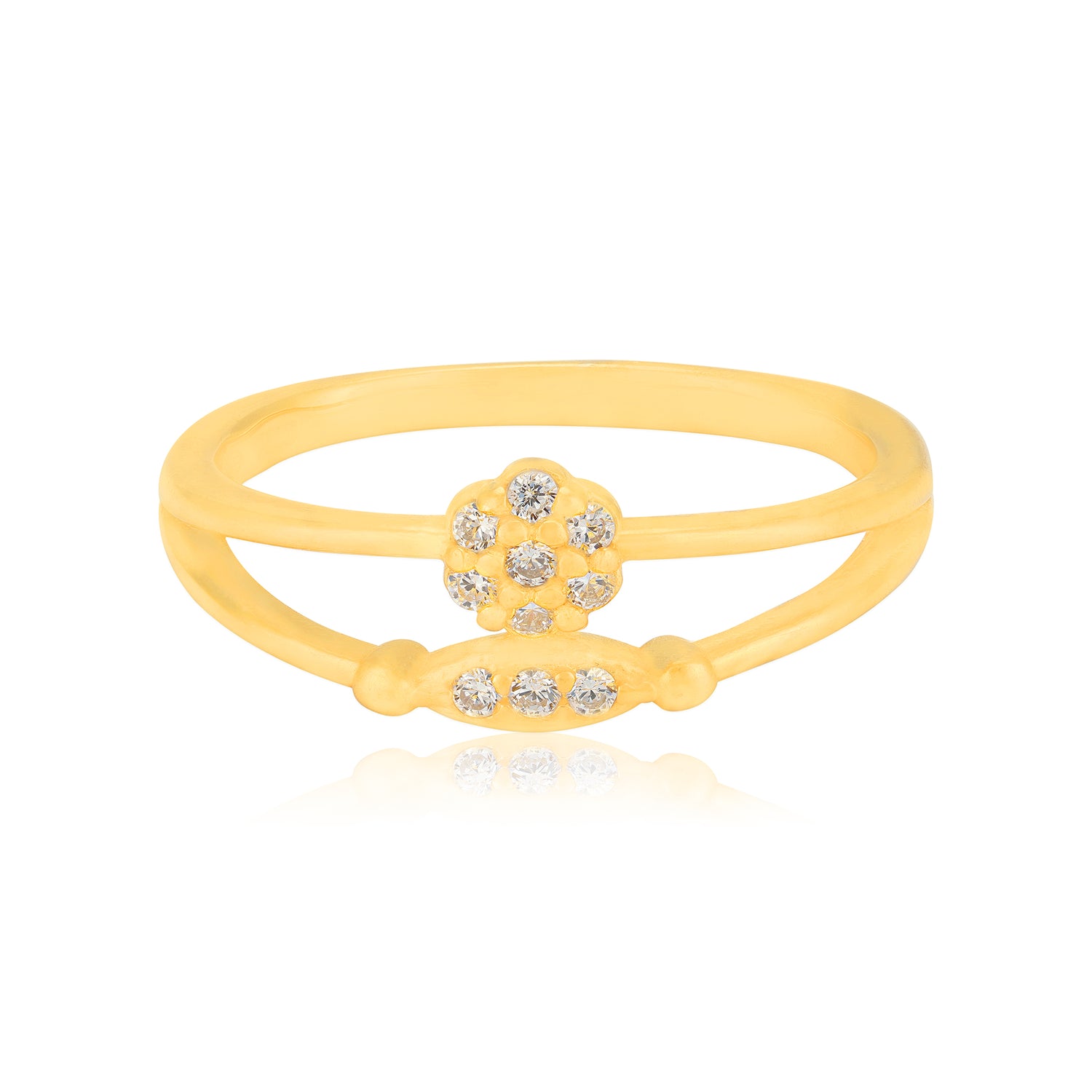 925 Sterling Silver Sunlit Petal Cluster Gold Plated Statement Ring for Women