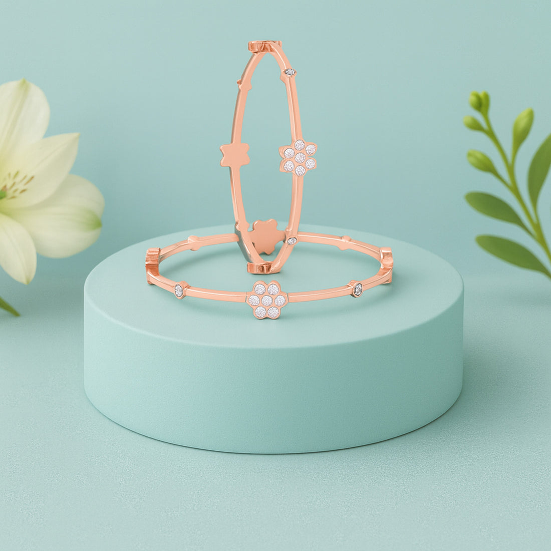 925 Sterling Silver Sunlit Petal Crystal Glow Bangle For Women