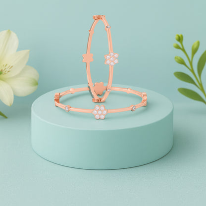 925 Sterling Silver Sunlit Petal Crystal Glow Bangle For Women