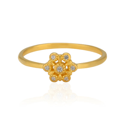 925 Sterling Silver Sunshine Flora Glossy Gold Plated Ring for Women