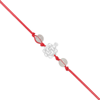 925 Sterling Silver Swastik Woven Timeless Grace Rakhi Bracelet For Brother