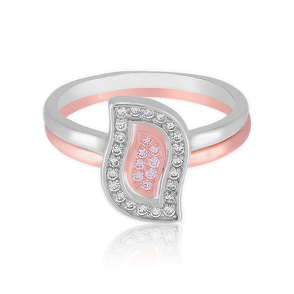 925 Sterling Silver Swaying Leaf Statement Rose Gold Rhodium Plated Ring for Women
