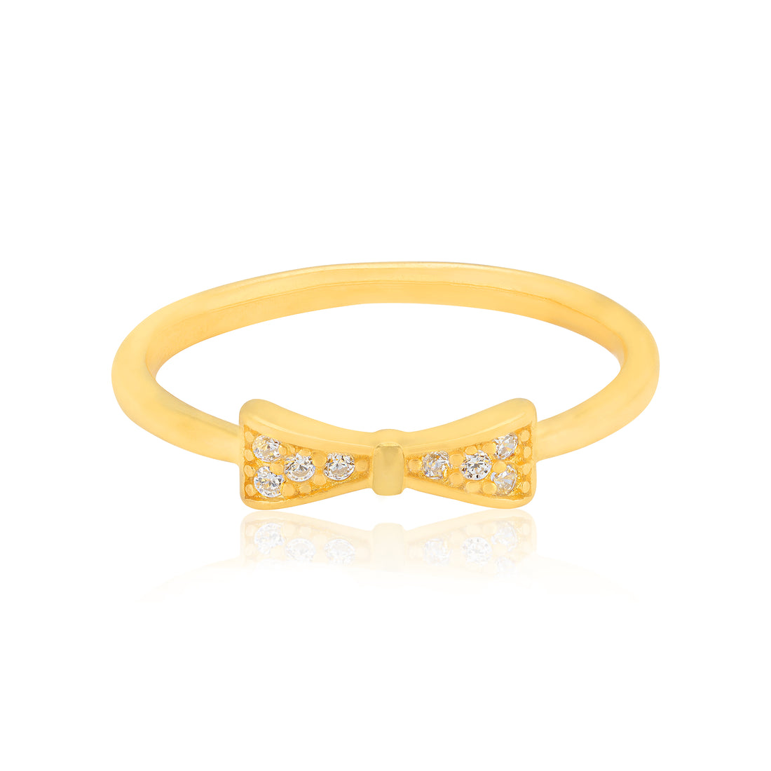 925 Sterling Silver Sweet Charm Bowtie Gold Plated Ring for Women
